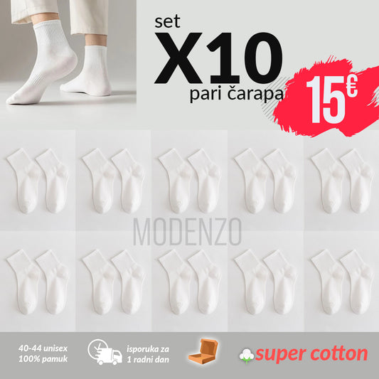SET 10 pari unisex sportske polukratke čarape 40-44 CX17