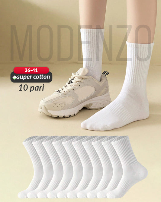 Ženske sportske čarape 36-41 CX115 bijela SET 10 pari
